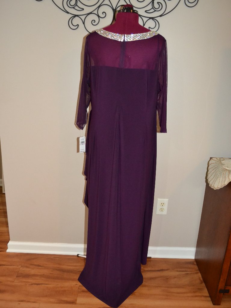 Alex Evenings New Eggplant Formal Illusion Embellished Neck Ruched Gown, 22w — image 7 of 8